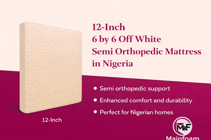 12-Inch 6x6 Off White Semi Orthopedic mattress