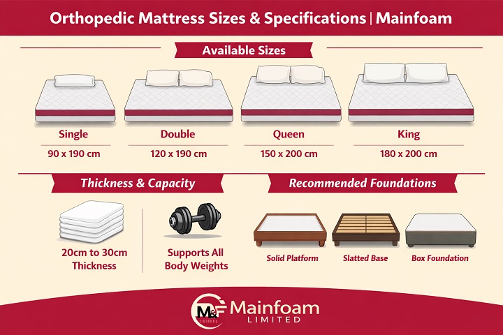 Orthopedic Mattress Sizes & Specifications | Mainfoam