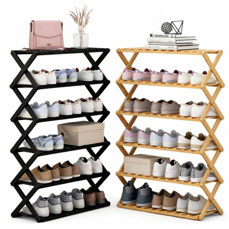 Wooden Shoe Rack – 5-Tier Foldable Organiser Wooden Shoe Rack – 5-Tier Foldable Organiser