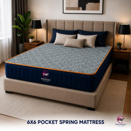 6x6 Mattress in Modern bedroom with luxurious bed and decor