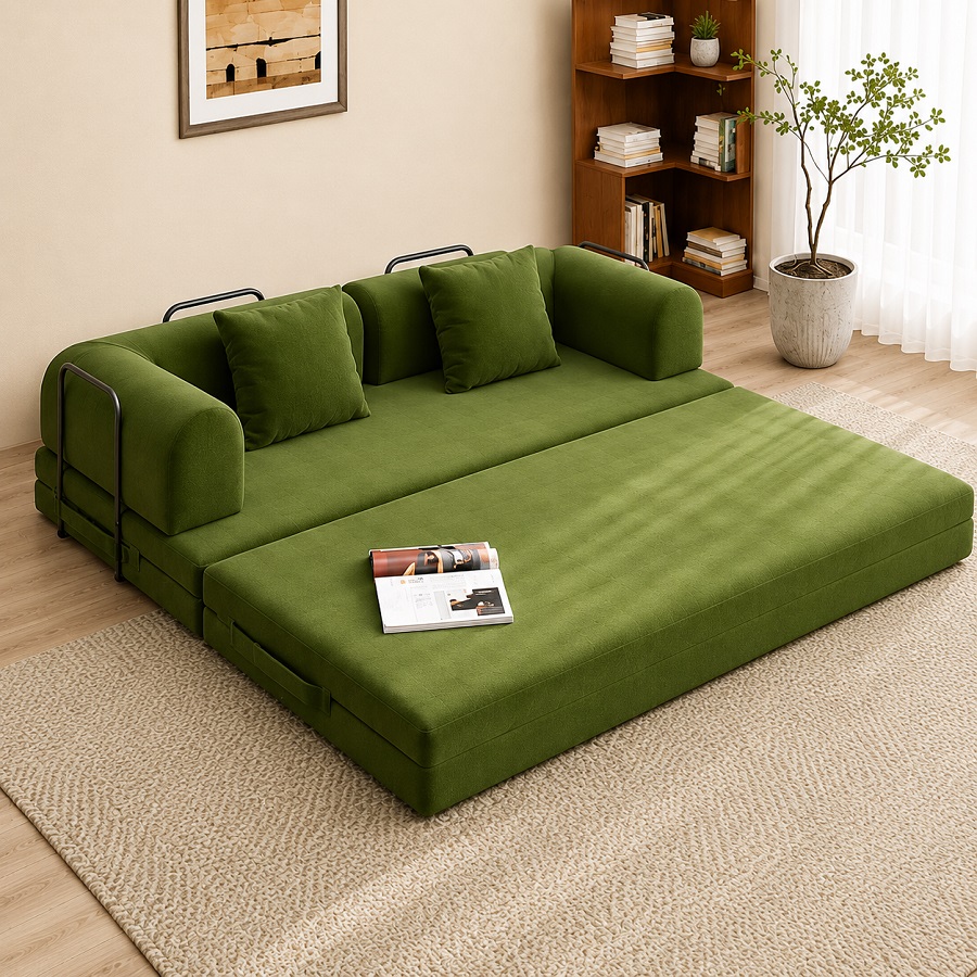 Foldable sofa bed Nigeria - cozy green sofa bed interior design